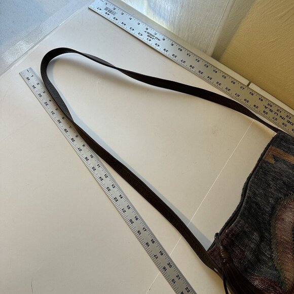 Vintage Western Cloth & Leather Aztec Print Womens Shoulder Bag Purse - Picture 4 of 10